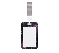 Porte-badge coulissant en plastique rigide motif marbre prune minuit pour infirmières et bureau