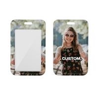 Porte-badge coulissant en plastique rigide noir vertical avec fenêtre transparente pour bureau, école, cartes de crédit, cartes de proximité, permis de conduire et laissez-passer