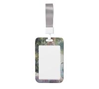 Porte-badge coulissant en plastique rigide pour carte de travail, porte-nom pour infirmières et bureau - Belle femme en robe rose