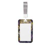 Porte-badge coulissant en plastique rigide style bohème rétro avec tête de mort jaune