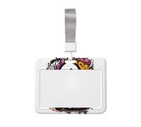 Porte-badge coulissant en plastique rigide style graffiti pour infirmières ou bureau