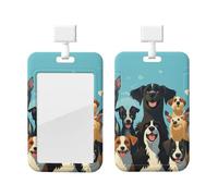 Porte-badge coulissant en plastique vertical pour bureau, grand groupe de chiens, étui de protection pour carte d'identité de travail, pour permis de conduire, d'infirmière