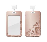 Porte-badge coulissant en plastique vertical pour bureau, papier peint or rose, étui de protection pour carte d'identité de travail, pour permis de conduire, d'infirmière