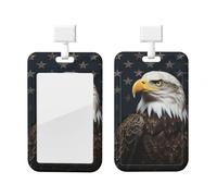 Porte-badge coulissant en plastique vertical pour bureau, porte-badge d'aigle à tête blanche américain, étui de protection pour carte d'identité de travail, pour permis de conduire, d'infirmière