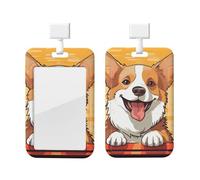 Porte-badge coulissant en plastique vertical pour bureau, porte-badge mignon Corgi pour carte d'identité de travail pour permis de conduire, d'infirmière