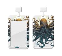 Porte-badge coulissant en plastique vertical pour bureau, soleil, océan, pieuvre, étui de protection pour carte d'identité de travail, pour permis de conduire, d'infirmière