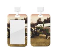 Porte-badge coulissant en plastique vertical pour bureau, vieux tracteur, photo, badge de ferme, étui de protection pour carte d'identité de travail, pour permis de conduire, d'infirmière
