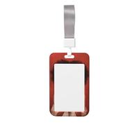 Porte-badge coulissant esthétique en plastique rigide pour femme noire et orchidée blanche