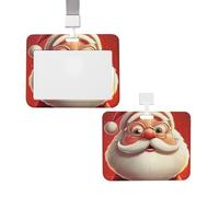 Porte-badge coulissant étanche avec porte-badge d'identification Père Noël portant des lunettes, étui vertical en plastique pour cartes avec cordons - Joli porte-cartes pour infirmière et enseignante