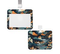 Porte-badge coulissant étanche pour badge d'identification des montagnes et des maisons, étui de protection vertical en plastique avec cordons - Joli porte-cartes pour infirmière et enseignante