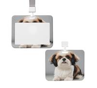 Porte-badge coulissant étanche pour badge d'identité Shih Tzu - Pochette de protection verticale en plastique avec cordons - Joli porte-cartes pour infirmière et enseignante