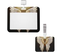 Porte-badge coulissant horizontal en plastique pour bureau, aile d'ange - Étui de protection pour carte d'identité de travail, carte de nom pour permis de conduire, d'infirmière