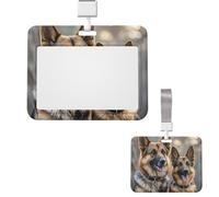 Porte-badge coulissant horizontal en plastique pour bureau, berger allemand, amoureux des chiens, porte-badges, étui de protection pour carte d'identité de travail, carte de nom pour permis de