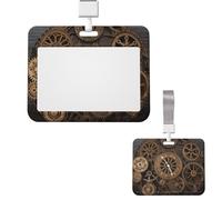 Porte-badge coulissant horizontal en plastique pour bureau, engrenages steampunk, porte-badges, porte-cartes, étui de protection pour carte d'identité de travail, carte de nom pour permis de conduire