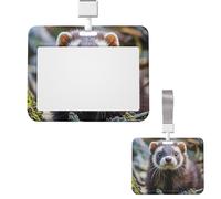 Porte-badge coulissant horizontal en plastique pour bureau, furet poilu, étui de protection pour carte d'identité de travail, carte de nom pour permis de conduire, d'infirmière