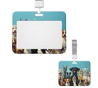 Porte-badge coulissant horizontal en plastique pour bureau, grand groupe de chiens, étui de protection pour carte d'identité de travail, carte de nom pour permis de conduire, d'infirmière