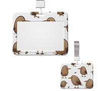 Porte-badge coulissant horizontal en plastique pour bureau, kiwi, oiseaux, porte-badges, étui de protection pour carte d'identité de travail, carte de nom pour permis de conduire, d'infirmière