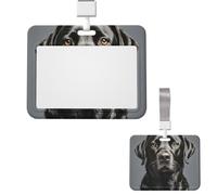 Porte-badge coulissant horizontal en plastique pour bureau, labrador noir, étui de protection pour carte d'identité de travail, carte de nom pour permis de conduire, d'infirmière