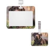 Porte-badge coulissant horizontal en plastique pour bureau, labrador retriever marron, étui de protection pour carte d'identité de travail, carte de nom pour permis de conduire, d'infirmière