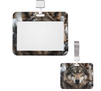 Porte-badge coulissant horizontal en plastique pour bureau Lmage of Wolf in the Snow Badges Porte-cartes de protection pour carte d'identité de travail pour permis de conduire, d'infirmière