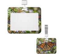 Porte-badge coulissant horizontal en plastique pour bureau, monarque, papillons, porte-badges, étui de protection pour carte d'identité de travail, carte de nom pour permis de conduire, d'infirmière