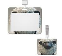Porte-badge coulissant horizontal en plastique pour bureau, motif moutons noirs et blancs, étui de protection pour carte d'identité de travail, carte de nom pour permis de conduire, d'infirmière