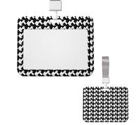 Porte-badge coulissant horizontal en plastique pour bureau, motif pied-de-poule, noir, étui de protection pour carte d'identité de travail, carte de nom pour permis de conduire, d'infirmière