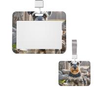 Porte-badge coulissant horizontal en plastique pour bureau, motif schnauzer mignon, étui de protection pour carte d'identité de travail, carte de nom pour permis de conduire, d'infirmière