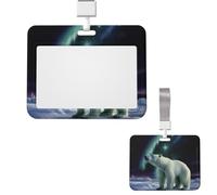 Porte-badge coulissant horizontal en plastique pour bureau, ours polaires, aurores boréales, étui de protection pour carte d'identité de travail, carte de nom pour permis de conduire, d'infirmière
