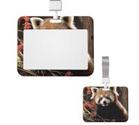 Porte-badge coulissant horizontal en plastique pour bureau, pandas rouges, étui de protection pour carte d'identité de travail, carte de nom pour permis de conduire, d'infirmière