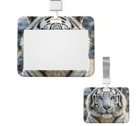 Porte-badge coulissant horizontal en plastique pour bureau, porte-badges tigre blanc, étui de protection pour carte d'identité de travail, carte de nom pour permis de conduire, d'infirmière