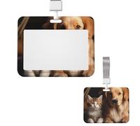 Porte-badge coulissant horizontal en plastique pour bureau pour chien et chat, étui de protection pour carte d'identité de travail, carte de nom pour permis de conduire, d'infirmière