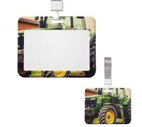 Porte-badge coulissant horizontal en plastique pour bureau sur le thème du tracteur, étui de protection pour carte d'identité de travail, carte de nom pour permis de conduire, d'infirmière