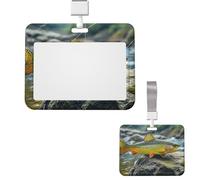 Porte-badge coulissant horizontal en plastique pour bureau, truite, pêche à la mouche, étui de protection pour carte d'identité de travail, carte de nom pour permis de conduire, d'infirmière