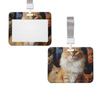 Porte-badge coulissant horizontal en plastique pour le travail, les chats, les animaux avec fenêtre transparente pour carte d'identité, carte de crédit pour infirmière et médecin