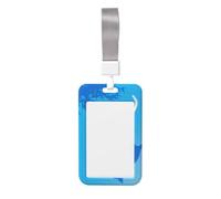 Porte-badge coulissant minimaliste en plastique rigide avec motif chat blanc marchant sur un porte-nom pour infirmières et bureau
