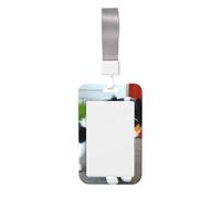 Porte-badge coulissant noir et blanc avec cordon, étui imprimé pour carte d'identité professionnelle