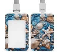 Porte-badge coulissant Ocean Shell Art, porte-carte d'identité avec cordon, étui pour carte, étiquette nominative