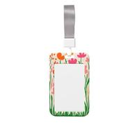 Porte-badge coulissant rétro en plastique rigide avec motif floral rose orange bohème pour infirmières et bureau