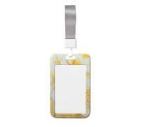 Porte-badge coulissant romantique en plastique rigide avec motif fleurs jaunes sur fond crème pour infirmières ou bureau