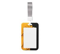 Porte-badge coulissant simple et minimaliste en plastique rigide avec motif tournesol noir et jaune