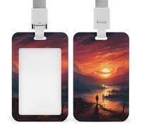 Porte-badge coulissant Sunset Art, porte-carte d'identité avec cordon, étui pour carte, étiquette nominative