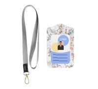 Porte-badge coulissant tendance avec motif éclaboussures de cuivre, texture marbrée, étui avec enrouleur de badge rétractable et mousqueton et lanière amovible pour carte de protection