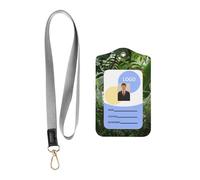 Porte-badge coulissant tendance imprimé forêt tropicale, étui avec enrouleur rétractable et mousqueton et cordon de protection amovible