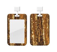 Porte-badge coulissant vertical en plastique à paillettes dorées scintillantes pour carte d'identité, carte d'identité, carte de crédit pour bureau, travail, infirmière