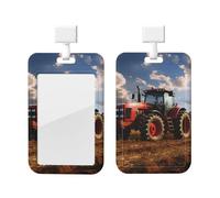 Porte-badge coulissant vertical en plastique avec fenêtre transparente, porte-badge fantaisie, tracteur agricole, étui de protection pour cartes de crédit pour bureau
