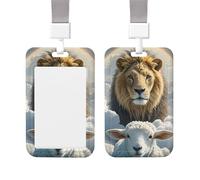 Porte-badge coulissant vertical en plastique pour agneau de bureau avec un lion nuages, étui de protection pour carte d'identité de travail, pour permis de conduire, d'infirmière