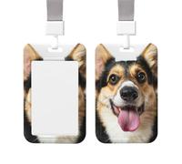 Porte-badge coulissant vertical en plastique rigide avec motif léchage de chien - Étanche - Avec lanière - Pour bureau, infirmière, médecin, enseignant