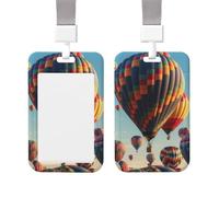 Porte-badge coulissant vertical en plastique rigide coloré pour porte-badge en forme de montgolfière - Étanche - Avec lanière - Pour bureau, infirmière, médecin, enseignant