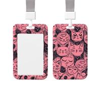 Porte-badge coulissant vertical en plastique rigide en forme de cœur et de chat - Étanche - Avec cordon - Pour bureau, infirmière, médecin, enseignant